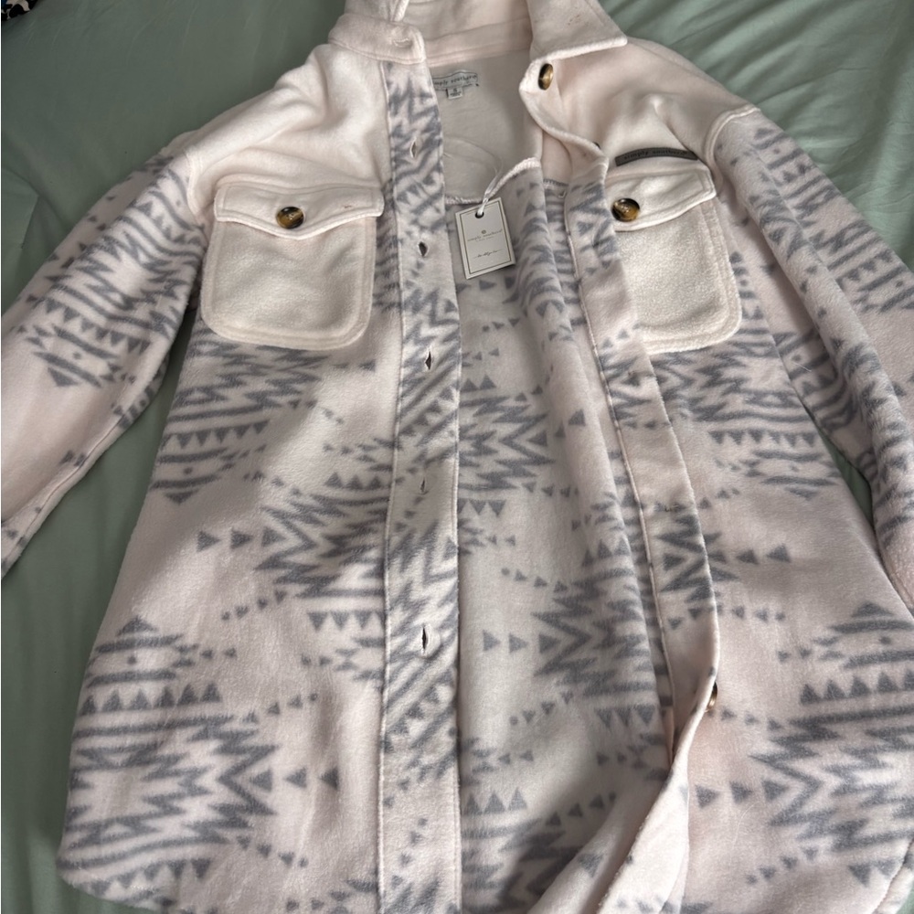 Simply Southern Soft white and Gray Utility Jacket